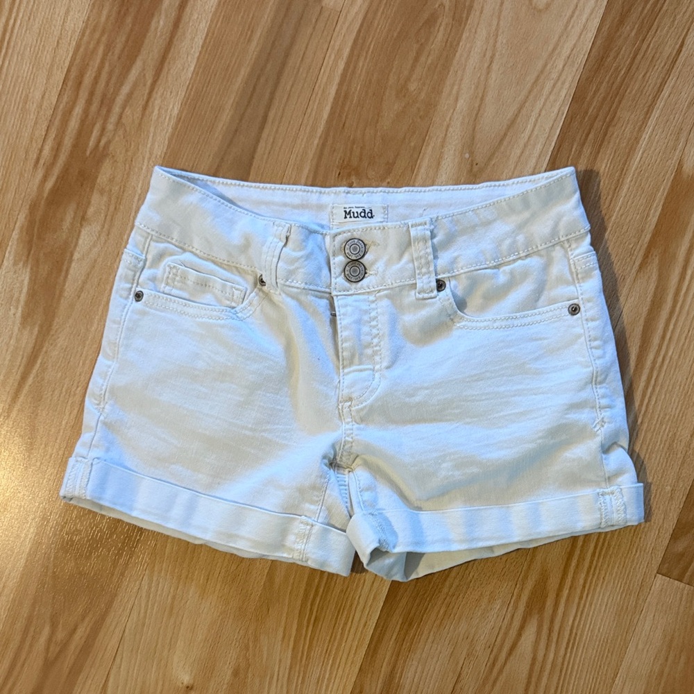 Mudd White Cuffed Denim Shorts